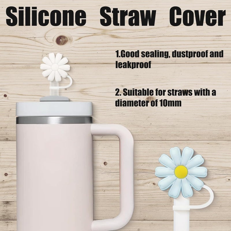 LUBNYSO 5Pcs 0.4in/10mm Diameter Flower Silicone Straw Covers Cap for Stanley Cup, Reusable - Image 2